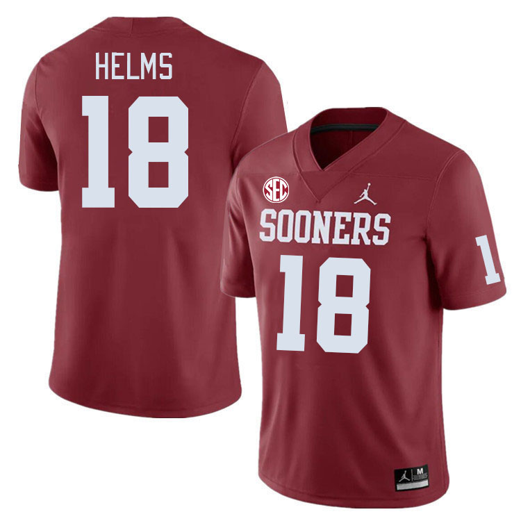 Men #18 Kaden Helms Oklahoma Sooners 2024 SEC Conference College Football Jerseys-Crimson